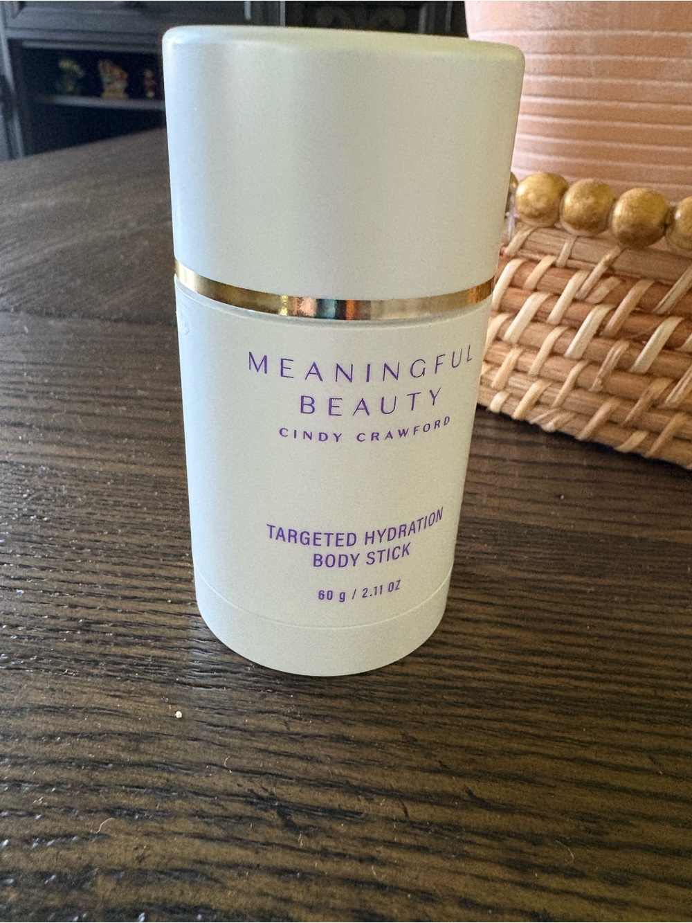 Meaningful Beauty Targeted Body Hydration Stick with Gold Trim.